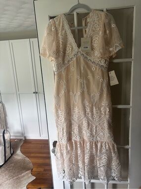 Bohme Cream Lace Embroidered Dress